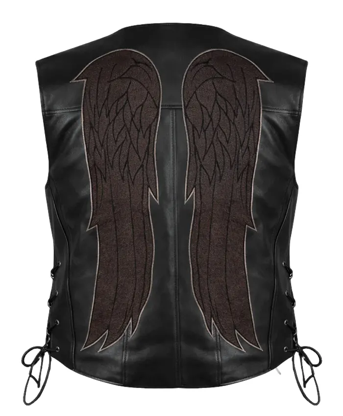The Walking Dead Norman Reedus Black Leather Vest - 4