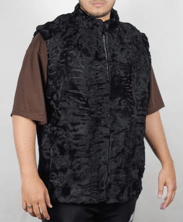 Warm Broadtail Persian Karakul Lamb Fur Winter Vest