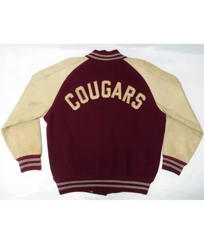 Washington State Cougars 60’s Full-Snap Maroon/Beige Varsity Wool/Leather Jacket