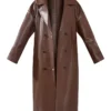Max Mitchell Wild Cards 2024 Brown Leather Trench Coat