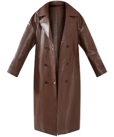 Max Mitchell Wild Cards 2024 Brown Leather Trench Coat