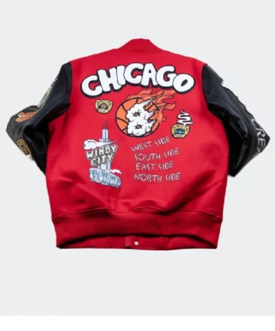Alternative view of Chicago Windy City Red Varsity Jacket