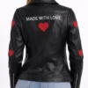 Women`s Valentine Day Black Leather Heart Jacket