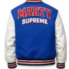 Marty Supreme Full-Snap Bomber Varsity Jacket