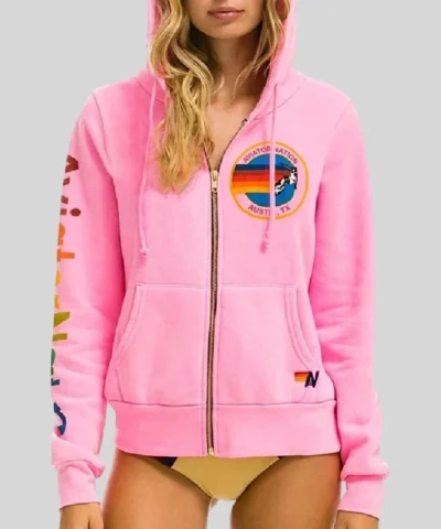 2026 Austin Full-Zip Pink Hoodie