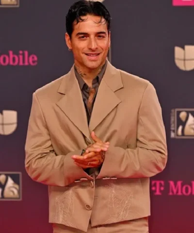 2026 Red Carpet Maluma Cropped Beige Blazer