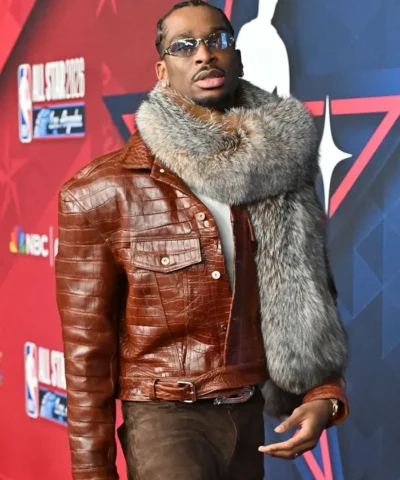 75th Pro Basketball All-Star Game Shai Gilgeous-Alexander Brown Leather Jacket