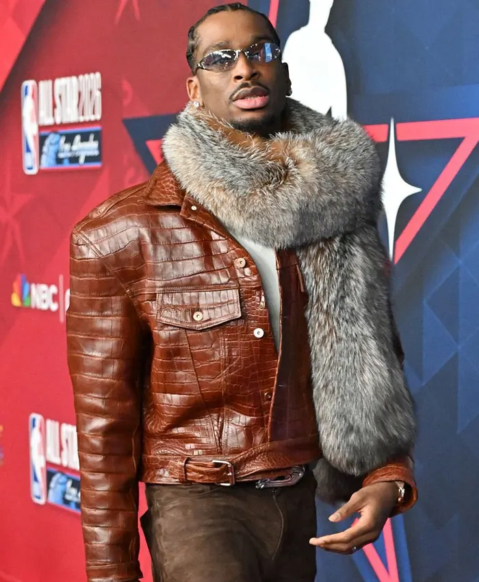 75th Pro Basketball All-Star Game Shai Gilgeous-Alexander Brown Leather Jacket