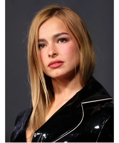 Addison Rae Black Vinyl Coat