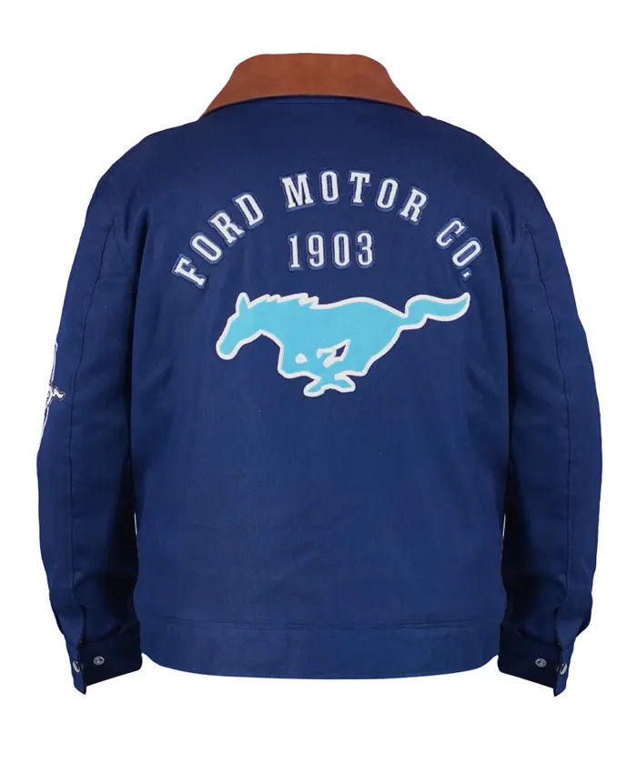 Aeropostale Ford Mustang Motor Co. Twill Blue Zip-Up Jacket For Men Women