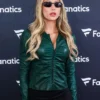 Alix Earle Super Bowl 2026 Green Gucci Leather Jacket