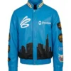 NBA All Star Weekend Stephen Curry Jeff Hamilton Blue Leather Jacket