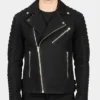Armand Mocha Black Suede Biker Jacket