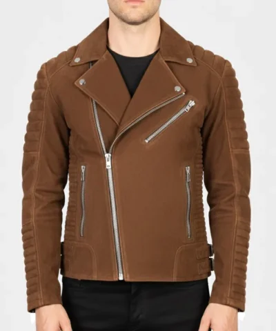 Armand Mocha Brown Suede Biker Jacket