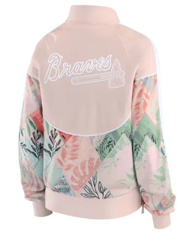 Atlanta Braves Erin Andrews Sand Raglan Full-Zip Track Jacket