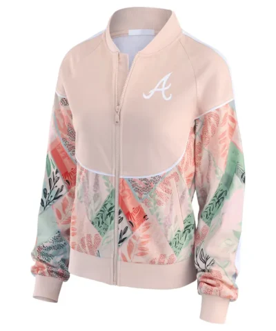 Atlanta Braves Erin Andrews Sand Raglan Track Jacket
