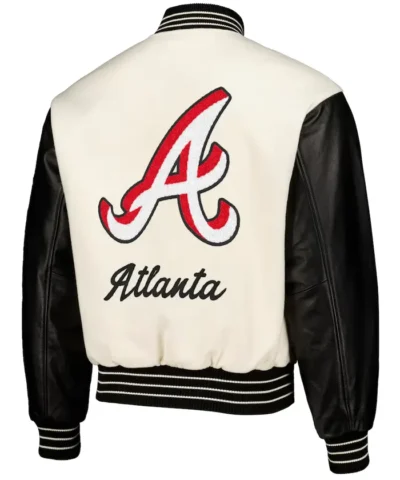 Atlanta Braves PLEASURES White Full-Snap Varsity Jacket