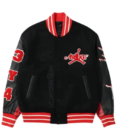 Awake NY x Jordan Letterman Black and Red Jacket