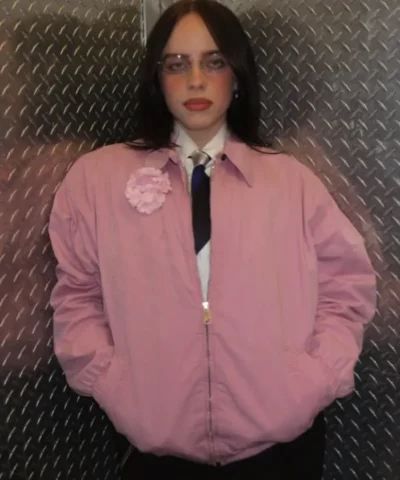 Billie Eilish Stuns Pink Bomber Jacket
