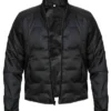 Men Black Puffer Zipper Jacket