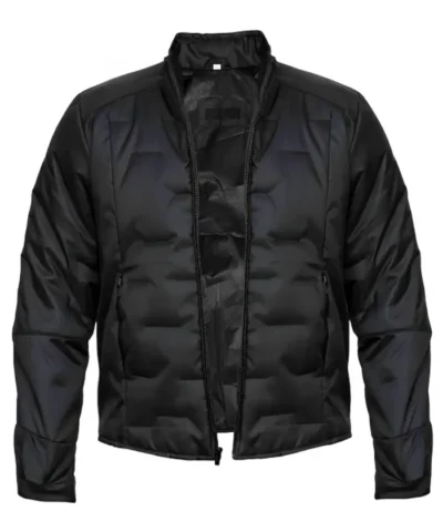 Men Black Puffer Zipper Jacket