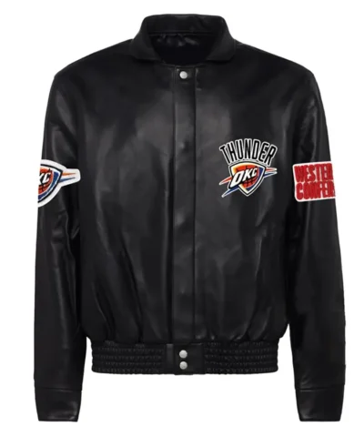 Oklahoma City Thunder Black Leather Jacket