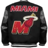 Buy Miami Heat Mashup Logo Black Varsity Bomber Jacket For Sale
