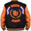 Buy Now Denham Team NL Orange And Black Varsity Jacket