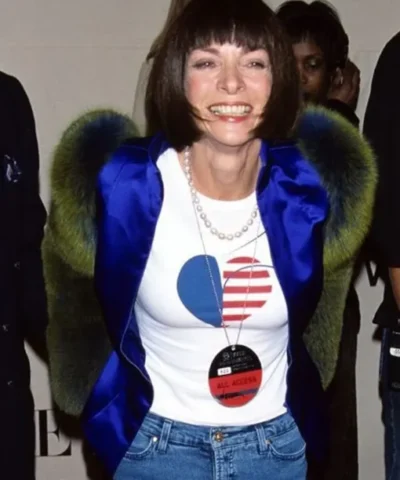 CFDA Fashion Awards Anna Wintour Blue Jacket with Fur Sleeves