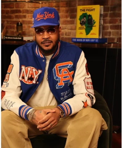 Shop Now Carmelo x Nyc Varsity Jacket Front