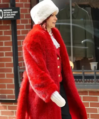 Carrie Preston NYC 2026 Fur Red Coat