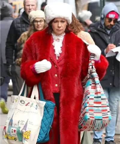Carrie Preston NYC 2026 Red Fur Coat