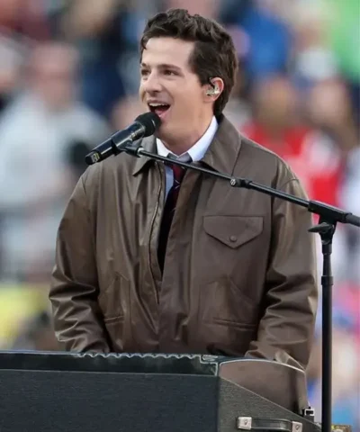 Super Bowl 60 National Anthem 2026 Charlie Puth Brown Leather Jacket