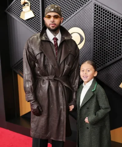 Chris Brown 68th GRAMMY Awards Trench Brown Coat