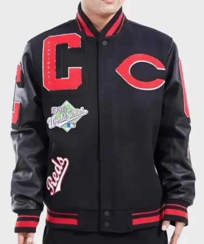 Cincinnati Reds Black Wool Varsity Jacket