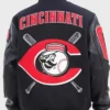 Cincinnati Reds Black Full-Snap Wool Varsity Jacket