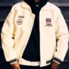 Classic Adidas x Avirex White Leather Varsity Jacket