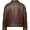 Classic Brown Textured Two Side Pockets Biker Jacket
