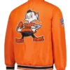 Cleveland Browns Full-Snap Satin Varsity Orange Jacket