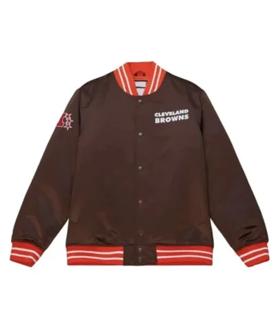 Cleveland Browns Heavyweight Satin Brown Jacket