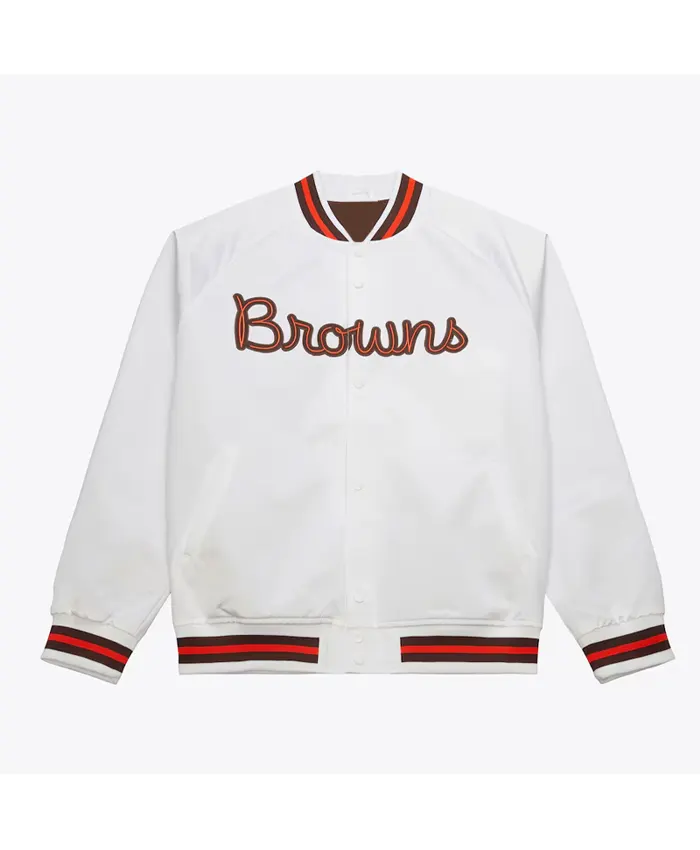 Cleveland Browns Lightweight White Satin Jacket