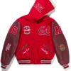 Coca-Cola Red and Maroon Full-Snap Fleece Varsity Jacket