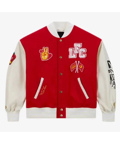 Converse x Liverpool FC Full-Snap Varsity Red and White Jacke