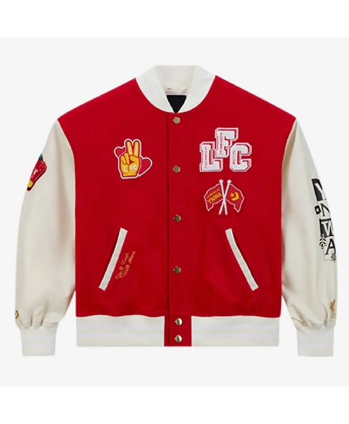 Converse x Liverpool FC Full-Snap Varsity Red and White Jacke