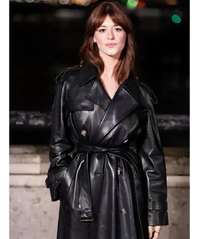 Daisy Edgar-Jones Fashion Week Black Leather Coat