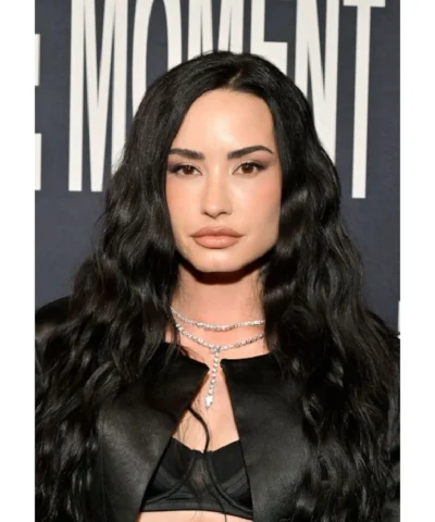 Demi Lovato Satin Black Cropped Blazer