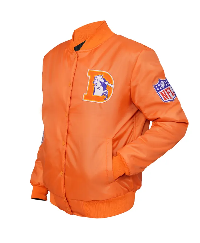 Denver Broncos NFL Super Bowl Orange Bomber Satin Jacket