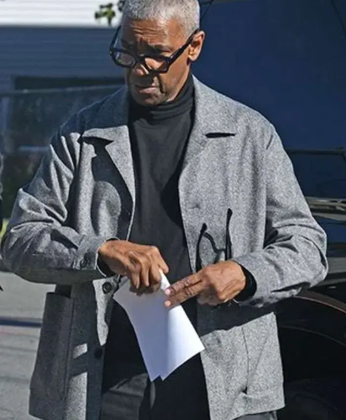 Here Comes the Flood 2026 Denzel Washington Grey Wool Jacket