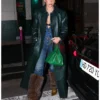 Dua Lipa Green Raf Simons Leather Coat