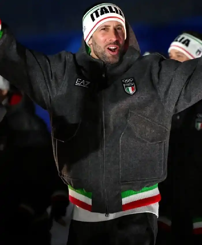 EA7 Emporio Armani Team Italy Milano Cortina 2026 Winter Olympics Opening Ceremony Grey Bomber Jacket